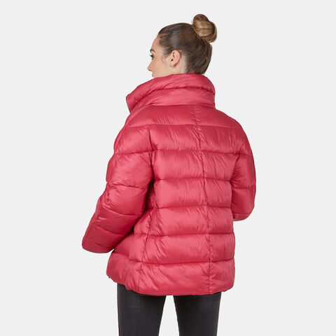 Chaqueta acolchada de mujer con cuello alto , Fucsia Chaqueta acolchada de mujer con cuello alto , Fucsia